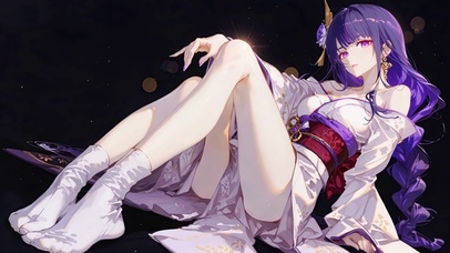 紫发和风二次元美少女