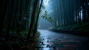 雨中竹林