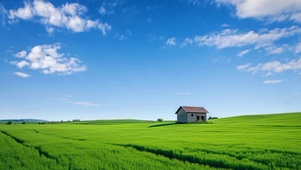 唯美绿野小屋风景