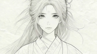古风汉服素描美人