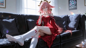 长腿红裙神子