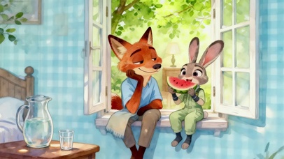 夏日窗台吃西瓜