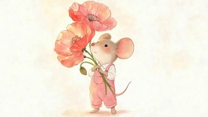 拿着花朵老鼠