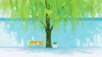 小树下休憩的猫咪