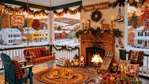 冬雪圣诞新年小镇