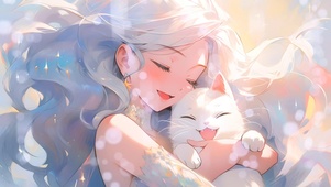 4K 美少女与猫