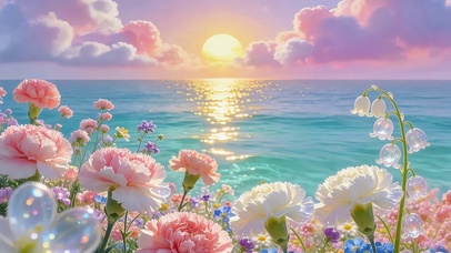 唯美海边鲜花