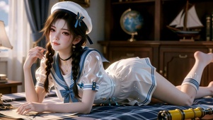水手服双马尾美女