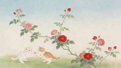 两只猫咪玩耍