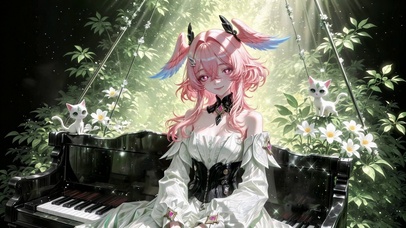 林间钢琴粉发少女莉奈娅