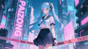 赛博蓝粉初音