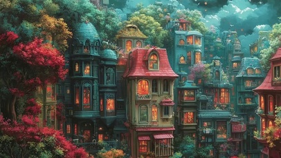 绚丽童话森林小镇建筑