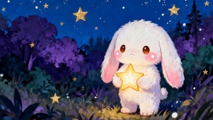 夜景拿着星星萌宠