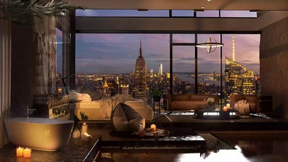 4K傍晚的纽约城市卧室