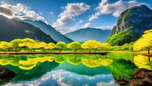 湖光水镜美如画
