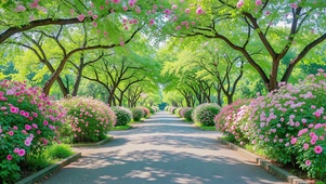 春日浪漫林荫花路