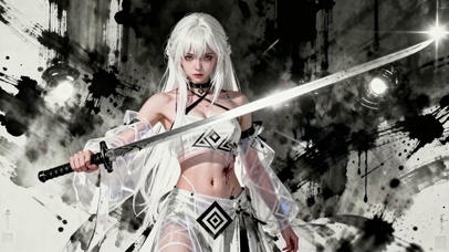 水墨风性感纯欲长剑小蛮腰少女