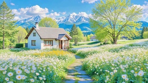 护眼晴天花田小屋