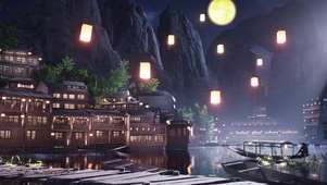 4K湖畔灯火