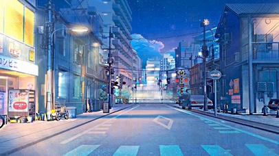 夜晚烟花平静的街道