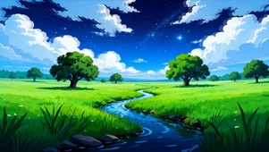 护眼树木河流绿景