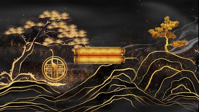 大气国潮黑金卷轴-弘扬传统文化