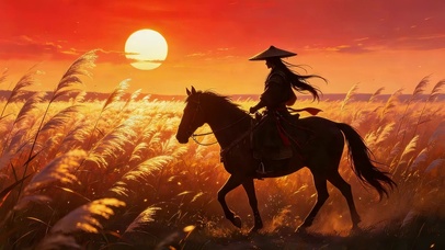 夕阳西下战马