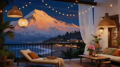 夜景外面海景树木