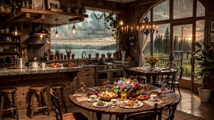 【雨景】傍晚的餐厅