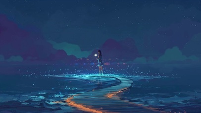 夜晚的唯美少女