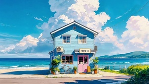 海边蓝色小屋