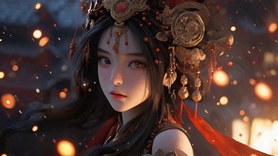 烟火下的国风女孩