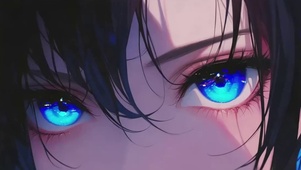 黑发蓝眼动漫少女