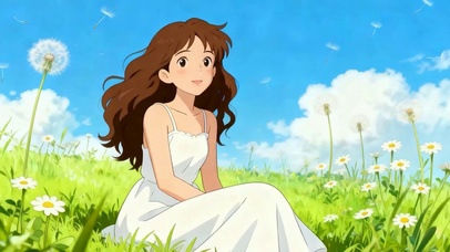 坐在草地女孩