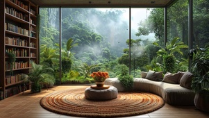 窗外护眼绿景山川