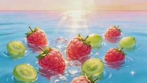 清澈水面树莓