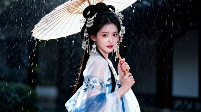 雨中古风美人