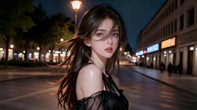 超高清傍晚逛街美女