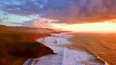傍晚唯美海岸海浪