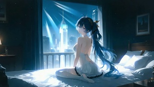 坚果窗边忧郁少女