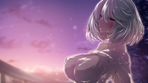 夕阳下少女