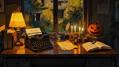 雨中的中世纪书房