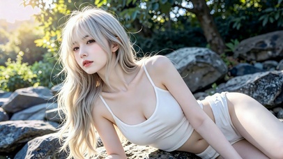 林间清纯金发美女