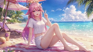 夏日沙滩粉发八重神子