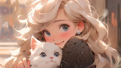 4K 猫咪与少女