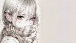 银发眼镜二次元美少女