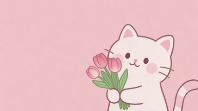 可爱的郁金香猫咪