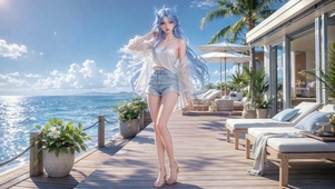 海边度假少女清宵