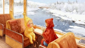 坐着缆车看雪景