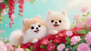 两只可爱萌狗狗